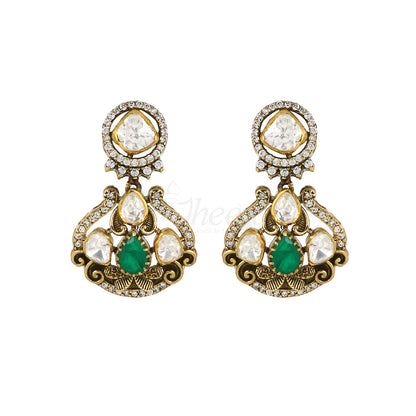 Moissanite with CZ and Green Stone Mango Necklace Set image 4