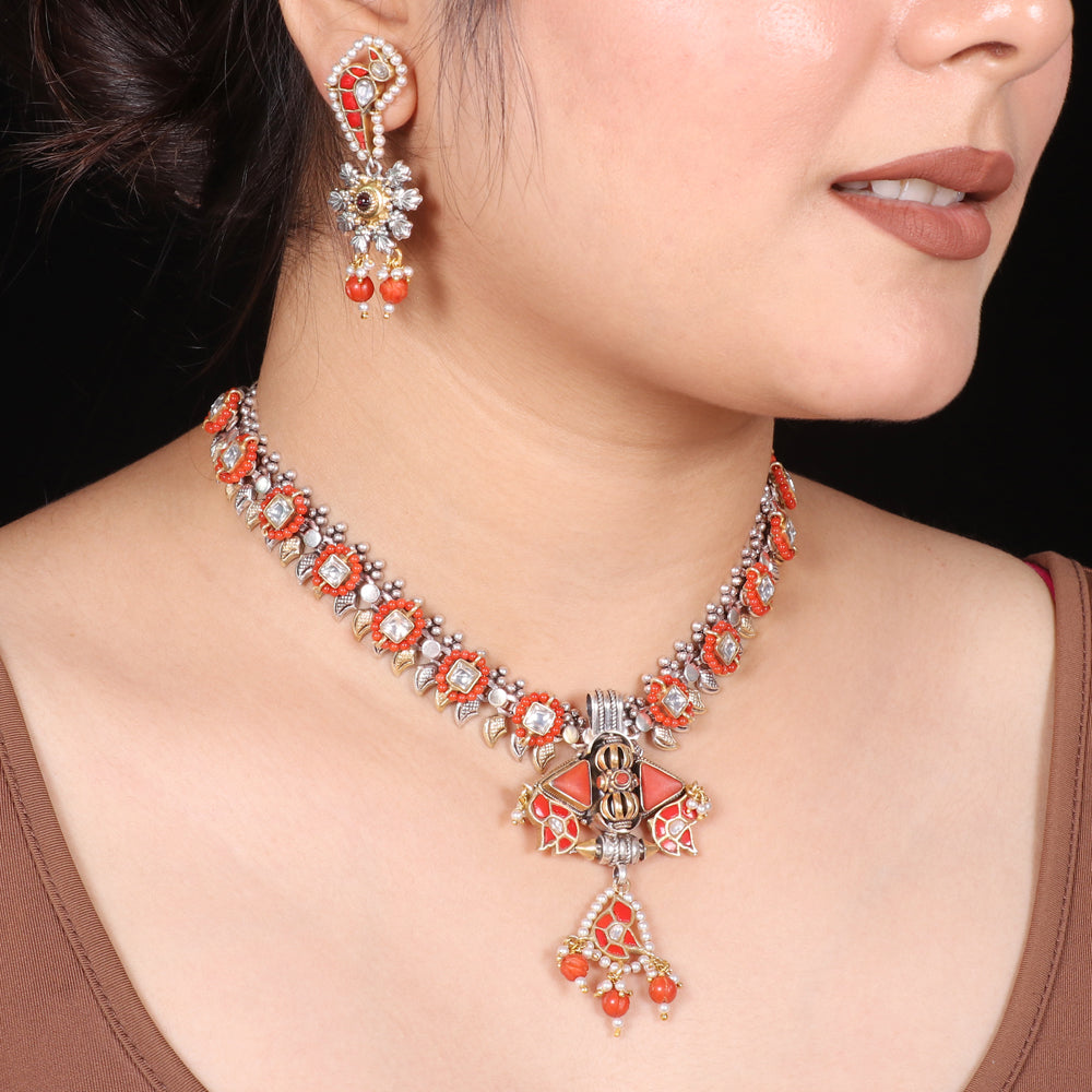 Coral birds necklace image 0