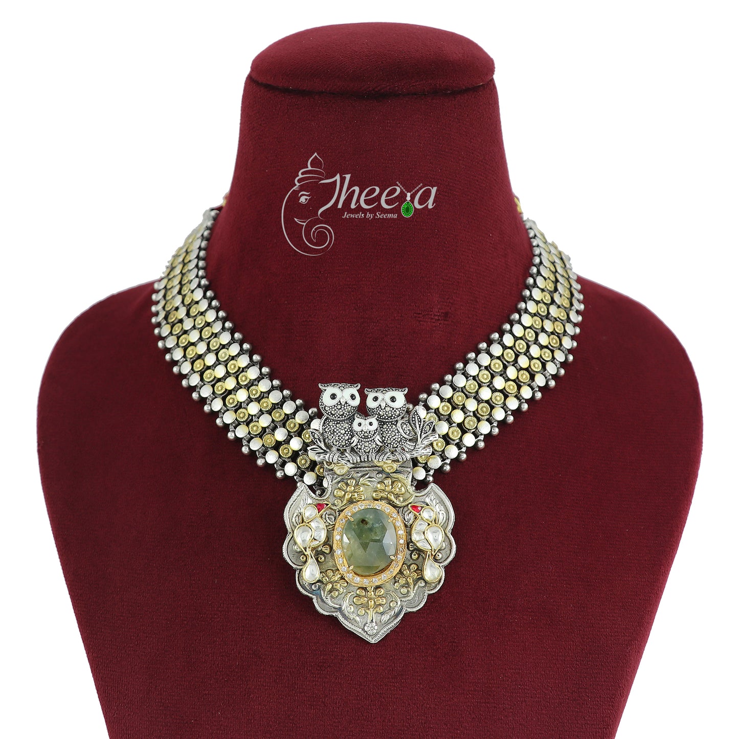 Riwaayat Fusion Necklace with Owl Family image 1