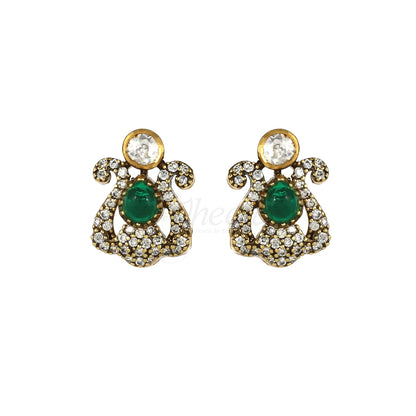 Green Stone with CZ Moissanite Pendant Set image 5