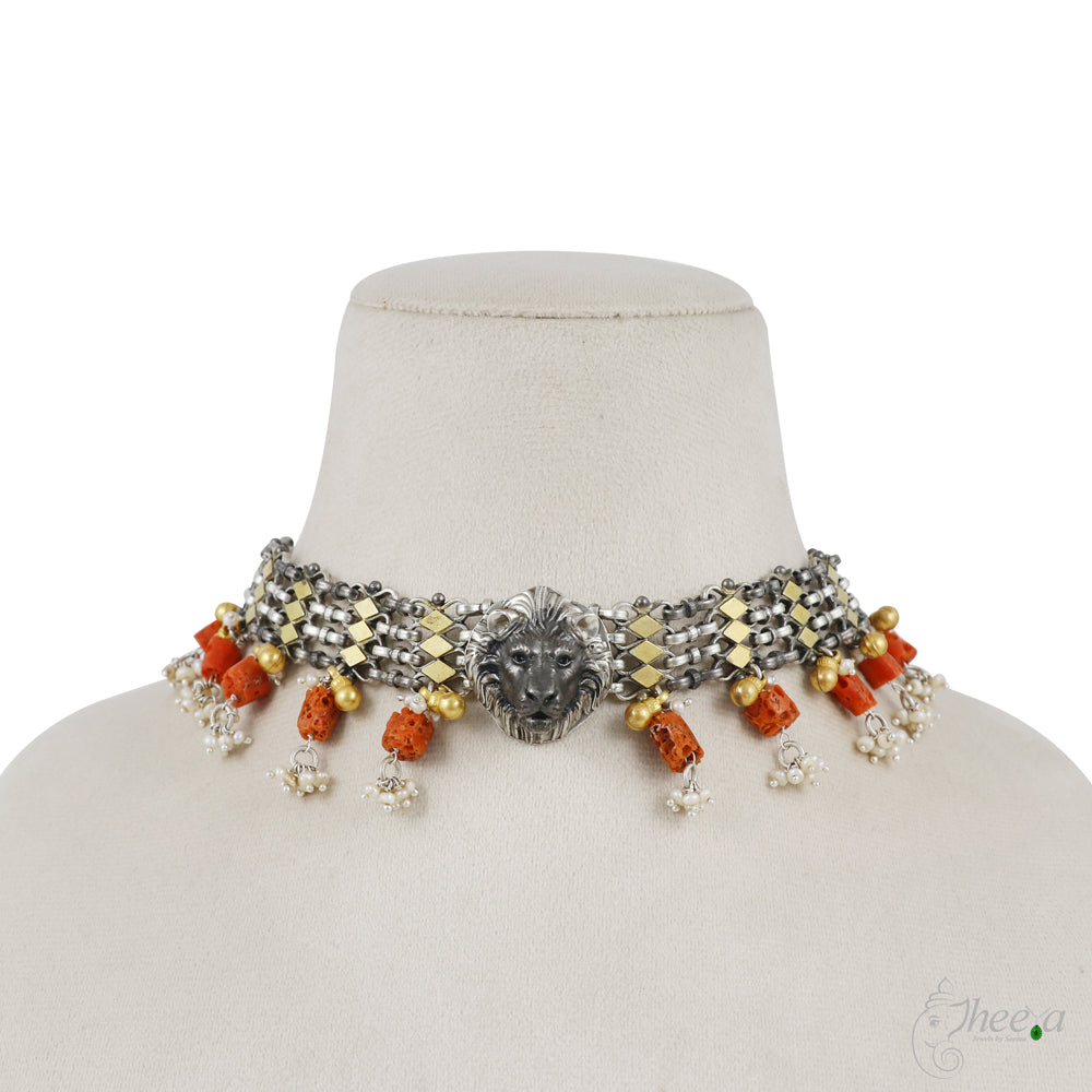 Coral and Lion Choker image 2