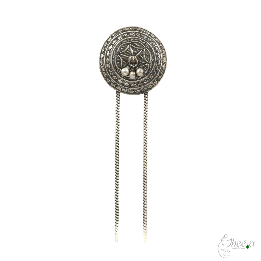 White Big Round with Drop Double Tong Hair Pin image 2