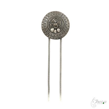 White Big Round with Drop Double Tong Hair Pin image 2