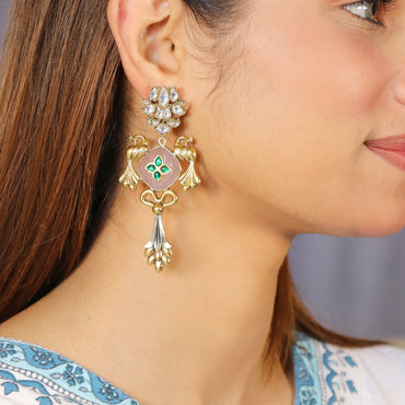 Rose quads with Green Kundan inlay work image 1