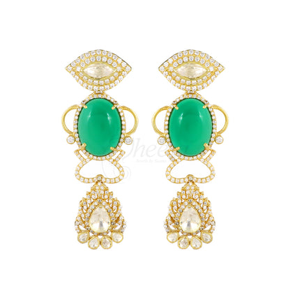 Green Stone Moissanite with CZ Earring image 1