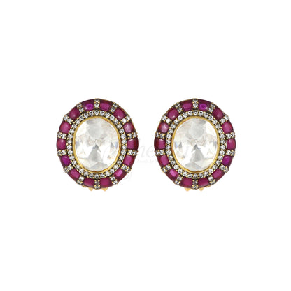 Big White Moissanite with Red Kundan Set image 5