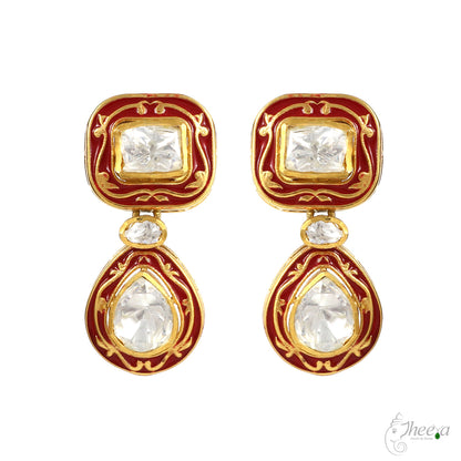 Ratnavalli Red Meenakari Necklace Set image 1