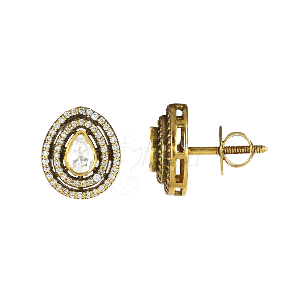 Moissanite with CZ Teardrop Stud image 2