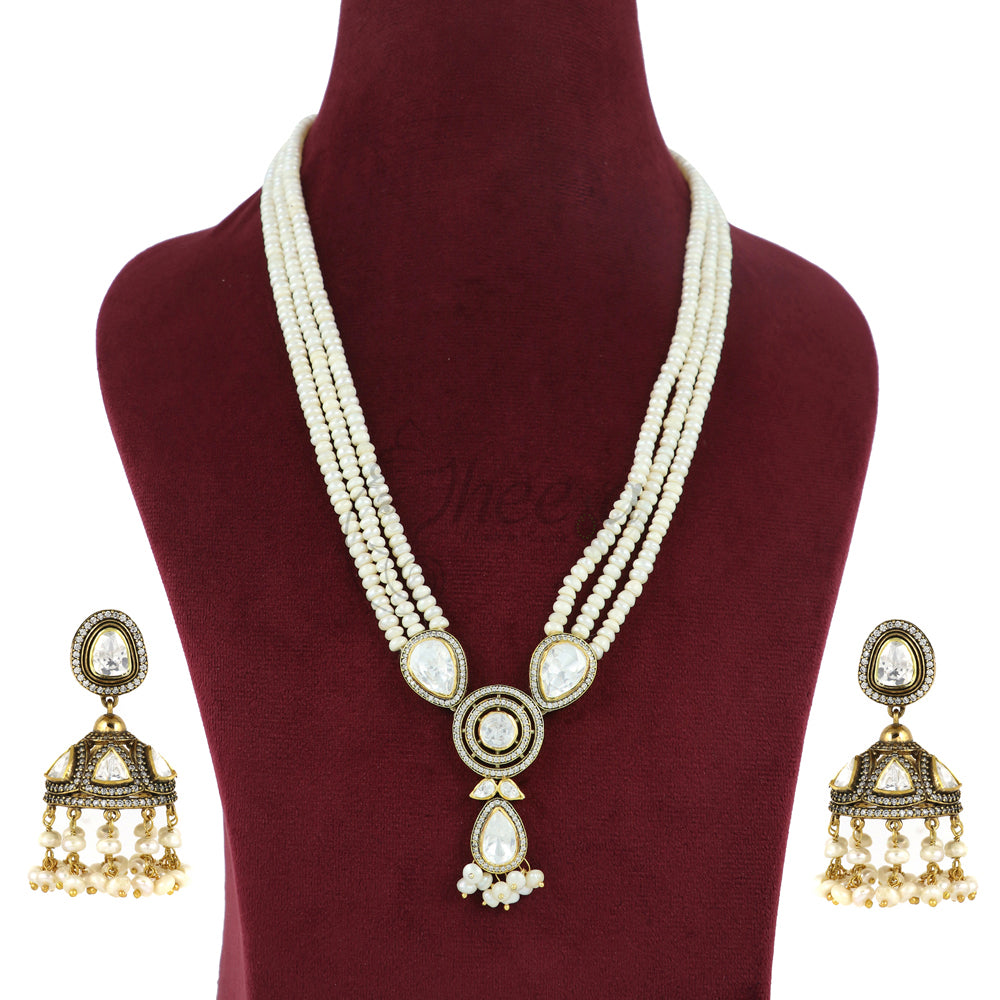 Moissanite with Jhumka Necklace Set image 0