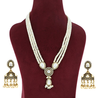 Moissanite with Jhumka Necklace Set image 0