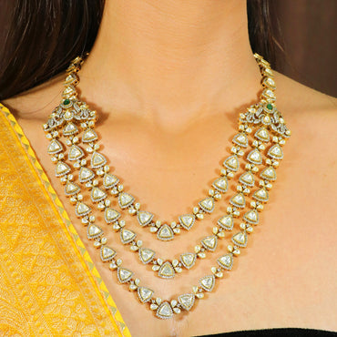 Moissanite with CZ Three Line Maharani Haar image 1