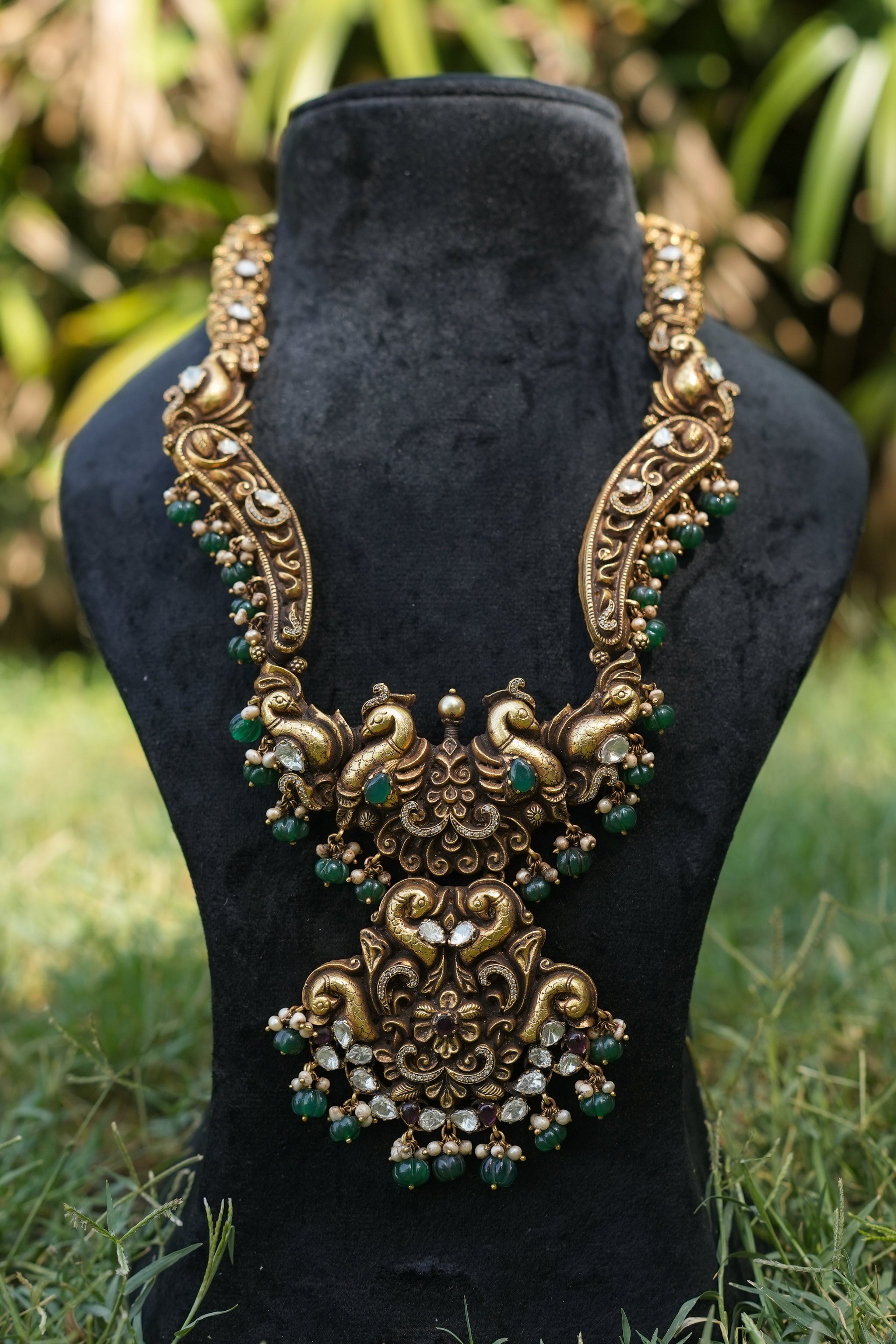 Sringaar Peacock Long Necklace with Polkis image 2
