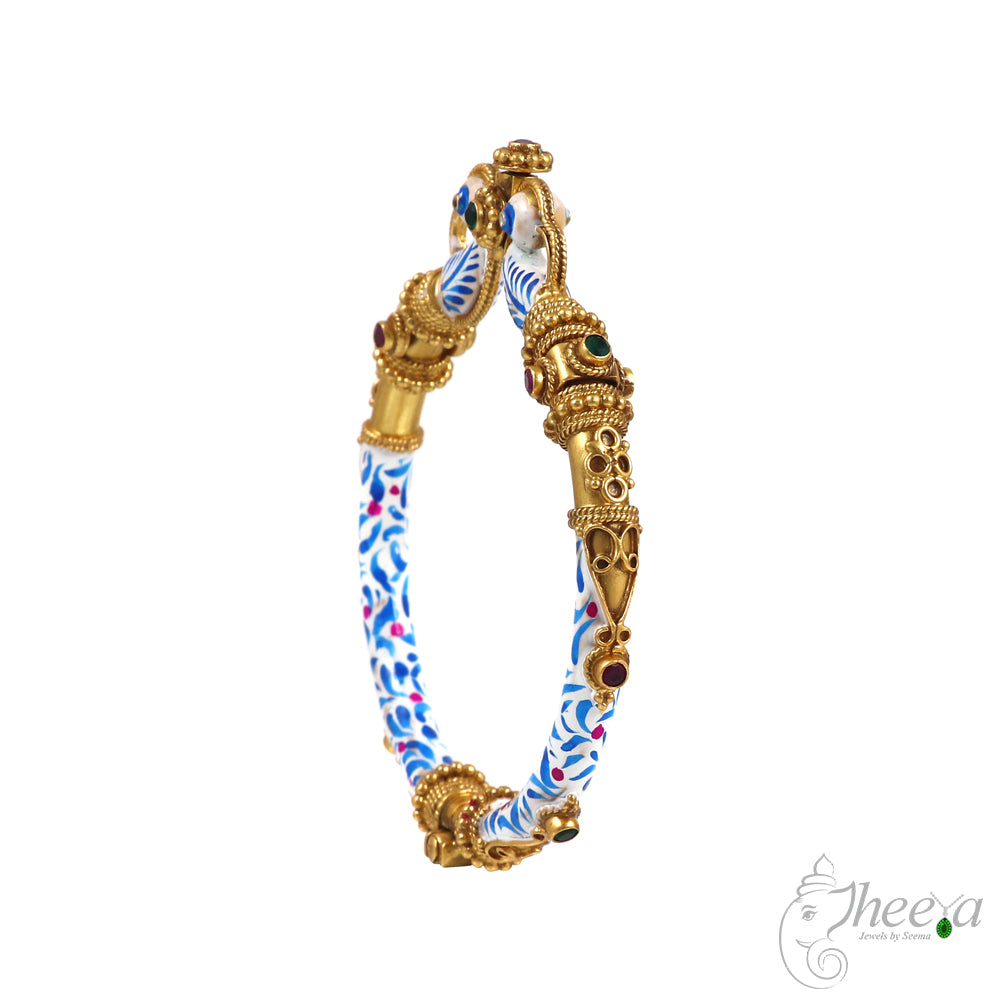 White and Blue Meenakari Bangle image 1