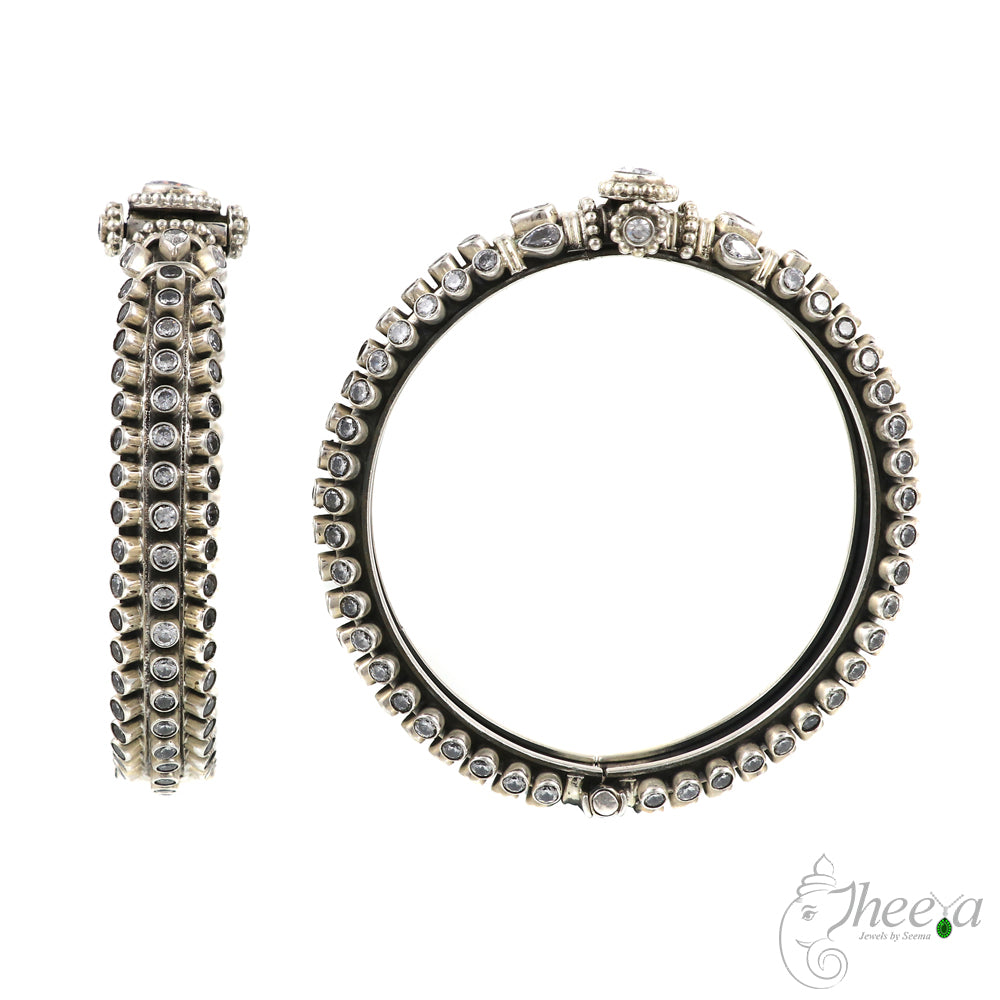 Pure Silver White Stone Kangan Bangle image 3