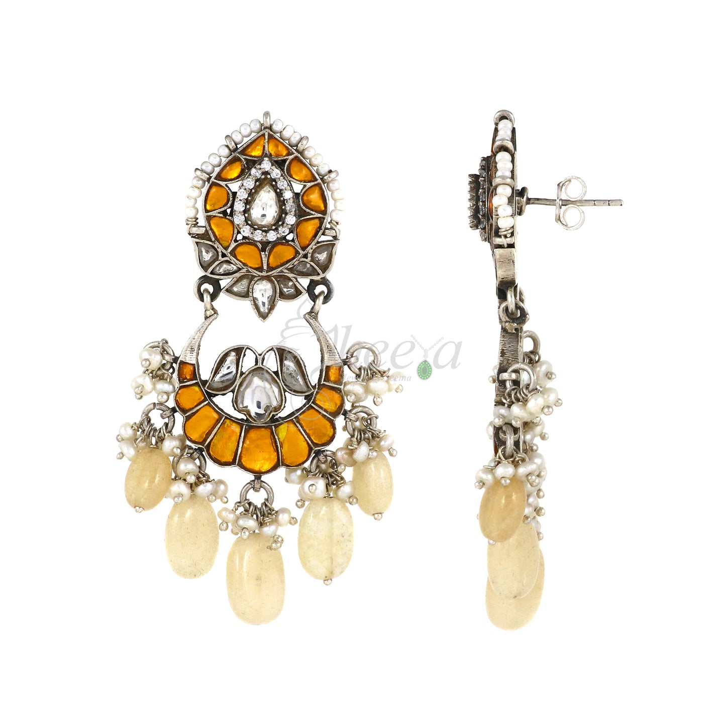 Yello Kundan with Big Beads Drop Dangler Earring image 3