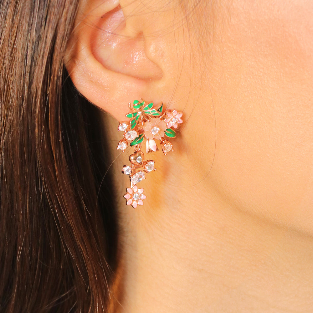 Pink MOP and Enamel Flowers and Butterfly image 0