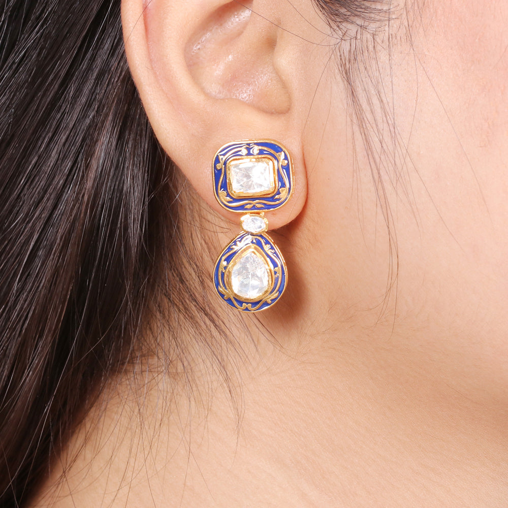 Ratnavalli Blue Meenakari Necklace set image 2