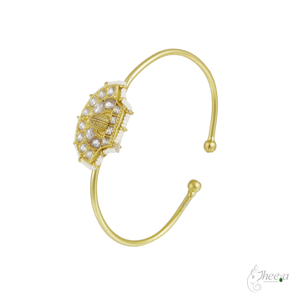 White Peacock Kundan Work Bracelet image 1