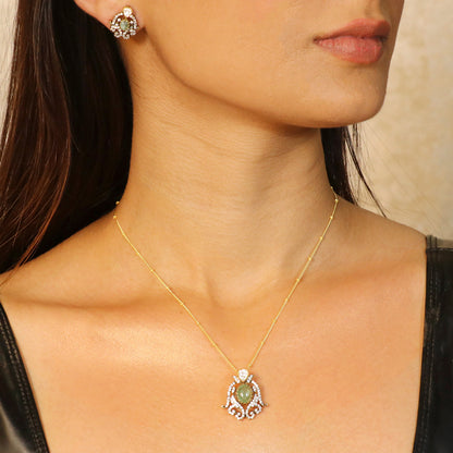 Mint Green with Moissanite and CZ Pendant Set image 0