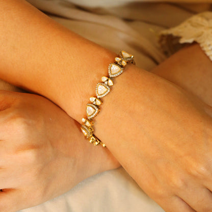 Moissanite bracelet with antique gold finish