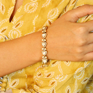 Moissanite bracelet with antique gold finish