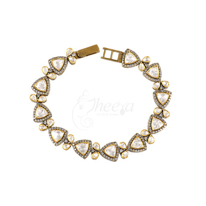 Moissanite bracelet with antique gold finish