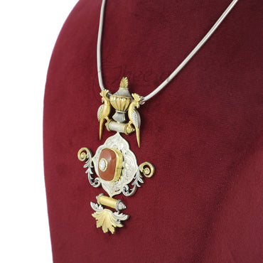 Dual Tone Pendant with Agate image 1