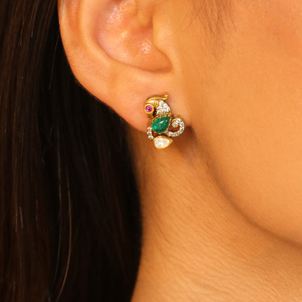 Green Stone with Moissanite Pendant Set image 2