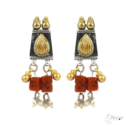 Coral Necklace with Gold n Rhodium Finish image 1