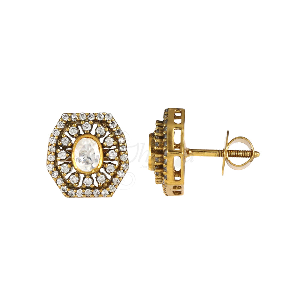 Hexagon Moissanite and CZ Studs image 2