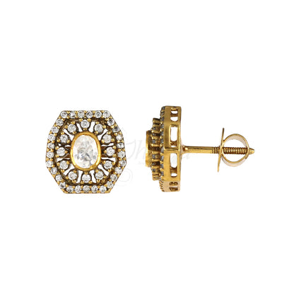 Hexagon Moissanite and CZ Studs image 2