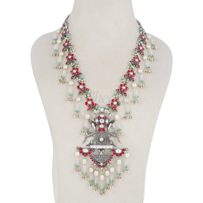 Red Kundan Flowers with Fall Tassels Necklace image 3
