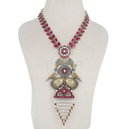 Peacock Swan Red & White Necklace image 2