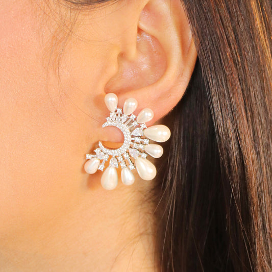 Pearl with Cz earrings