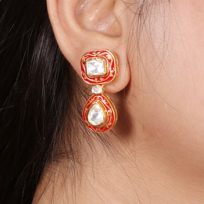 Ratnavalli Red Meenakari Necklace Set image 2