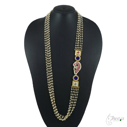 Red Jadao kundan and Lapis Side Pendant image 2