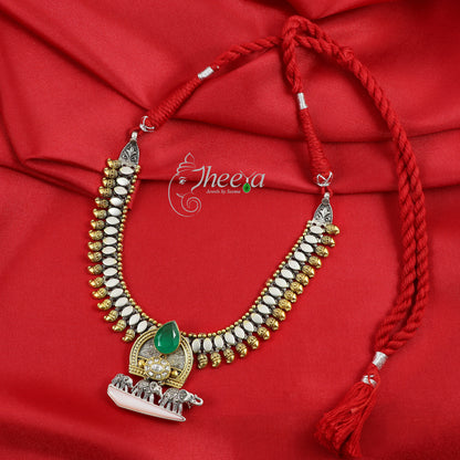 Riwaayat Fusion Necklace Dual Tone with Elephant Family image 0