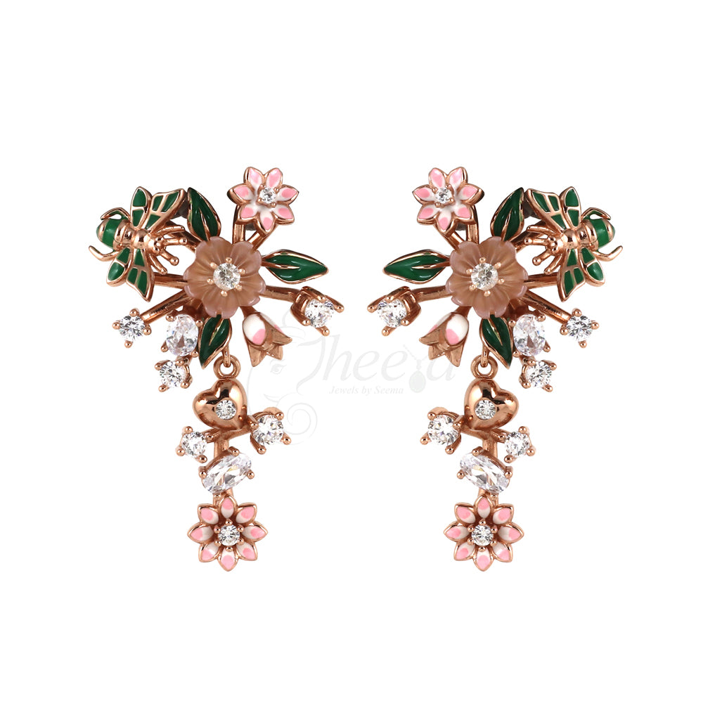 Pink MOP and Enamel Flowers and Butterfly image 2