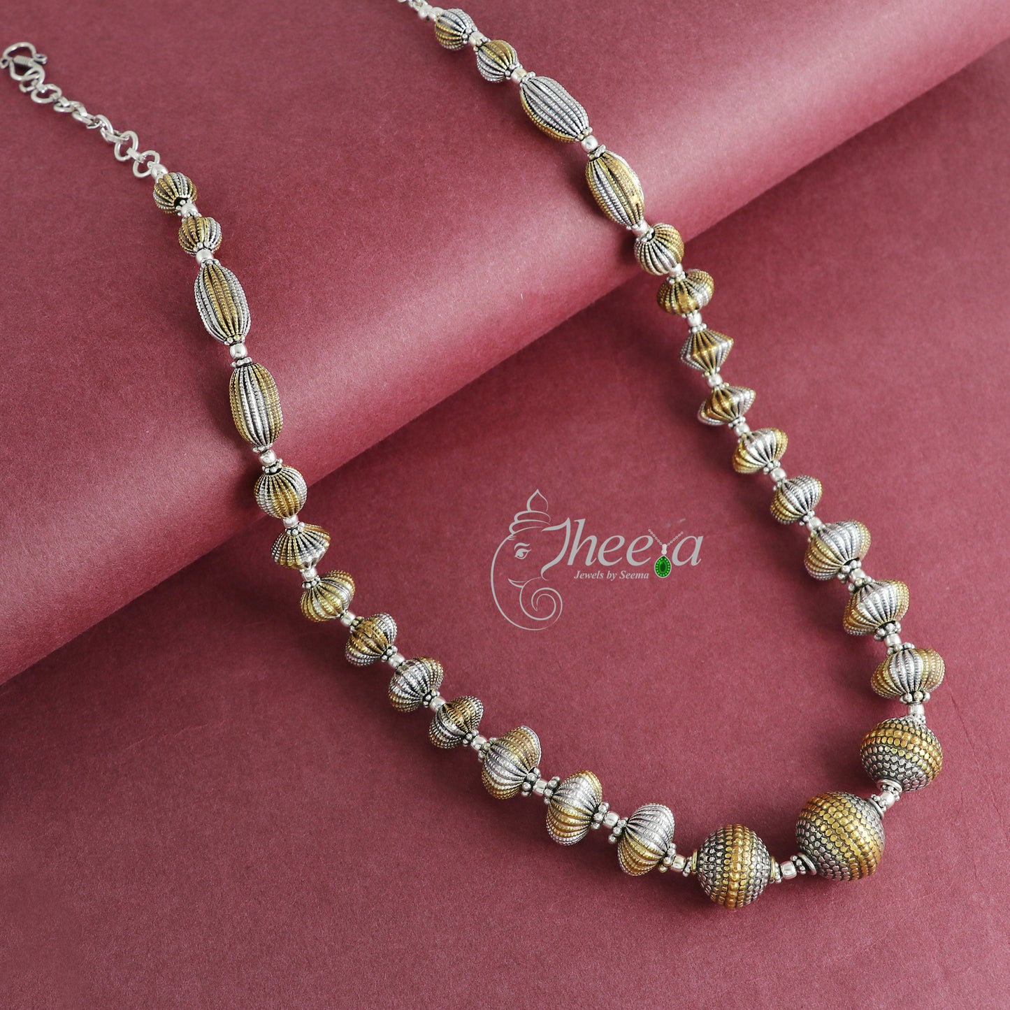 Saadagi Dual Tone Necklace with Spiral Beads image 0