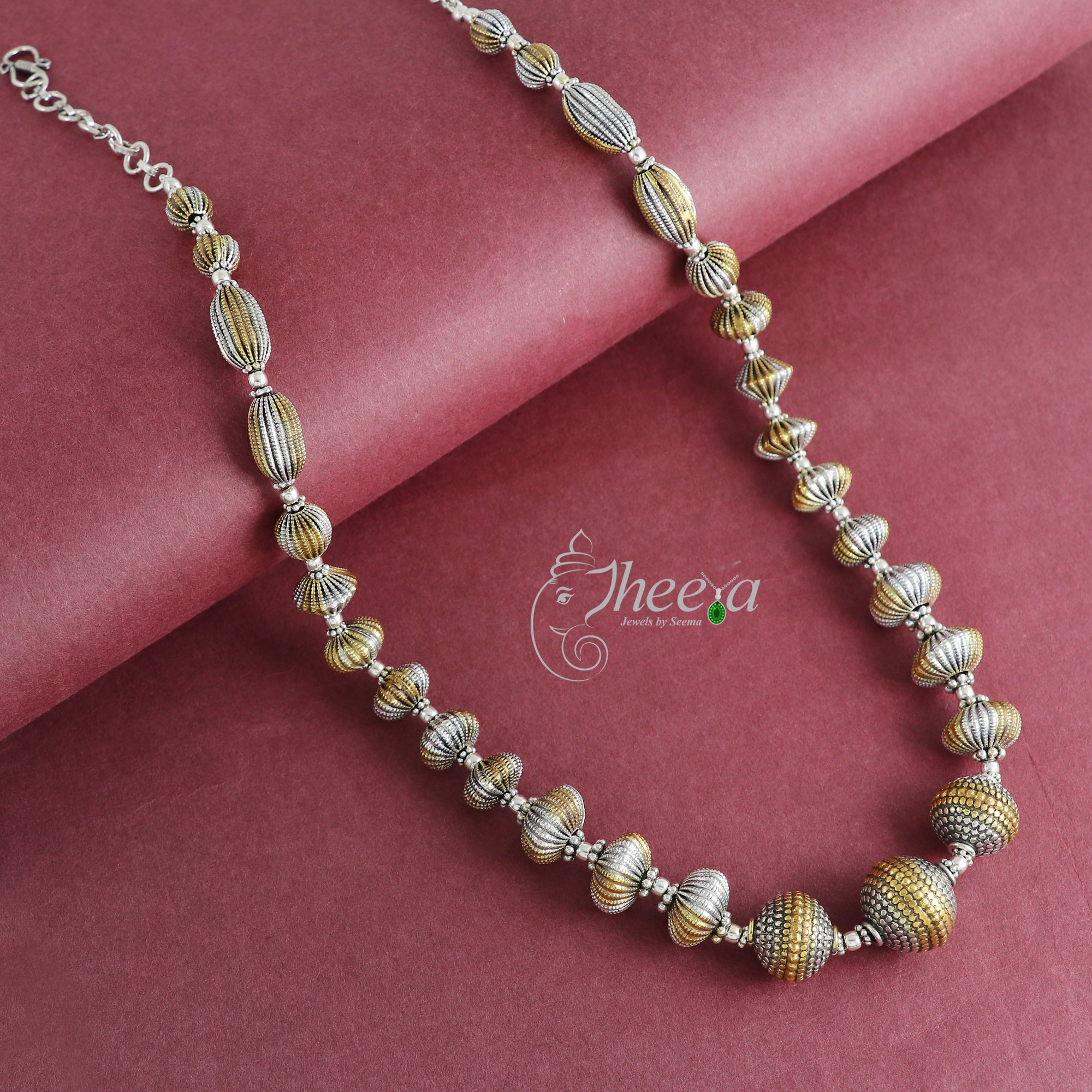 Saadagi Dual Tone Necklace with Spiral Beads image 0