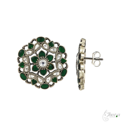 Green and White Stone Kundan image 2