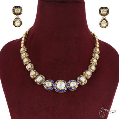 Ratnavalli Blue Meenakari Necklace set image 3