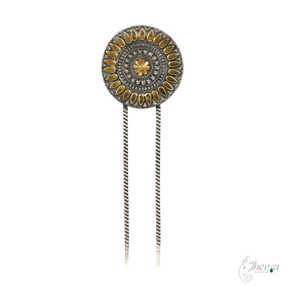 Dual Tone Big Round Double Tong Hair Pin image 2