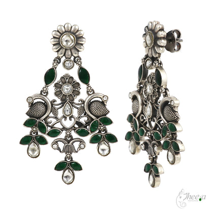 Green and White  Dangling Earrings image 2