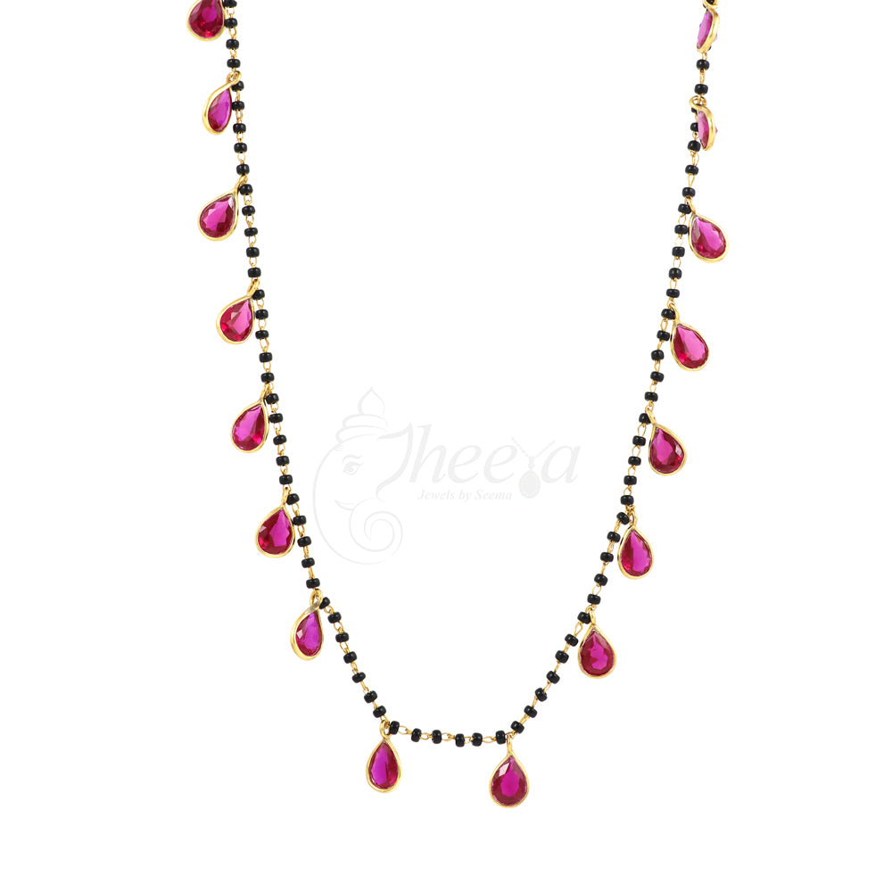 Black Beads with Pink Garnets image 0