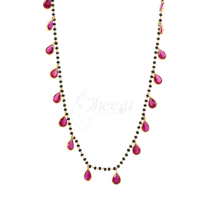 Black Beads with Pink Garnets image 0