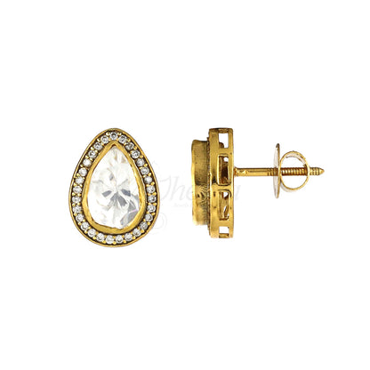 Pear Drop Moissanite with Single line CZ Studs image 2