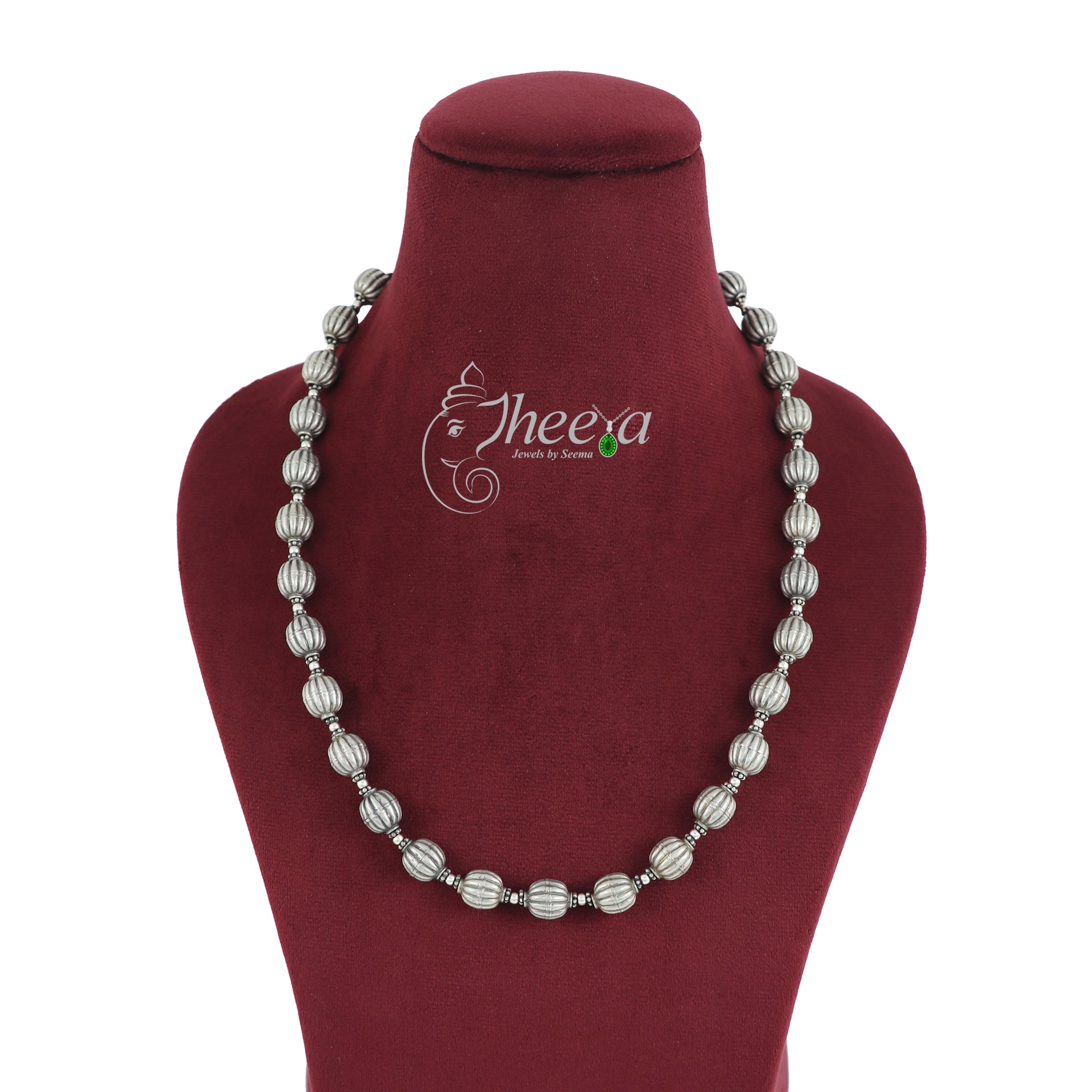 Saadagi Pumpkin Silver Beads Necklace image 1