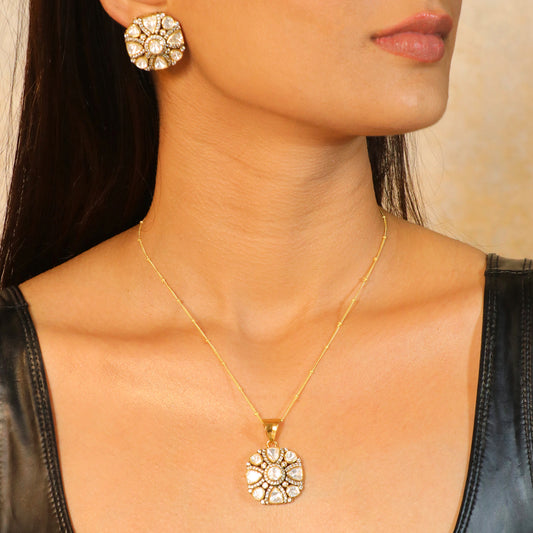 White Moissanite Pendant Set image 0