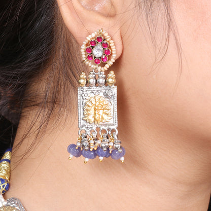Fusion Kundan Necklace with Amethyst Beads image 1